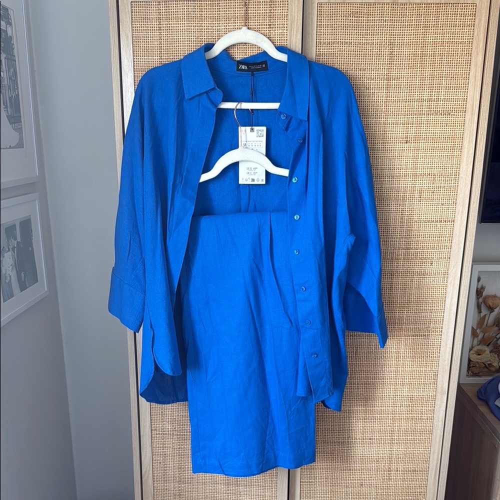 Zara Blue Matching Linen Set